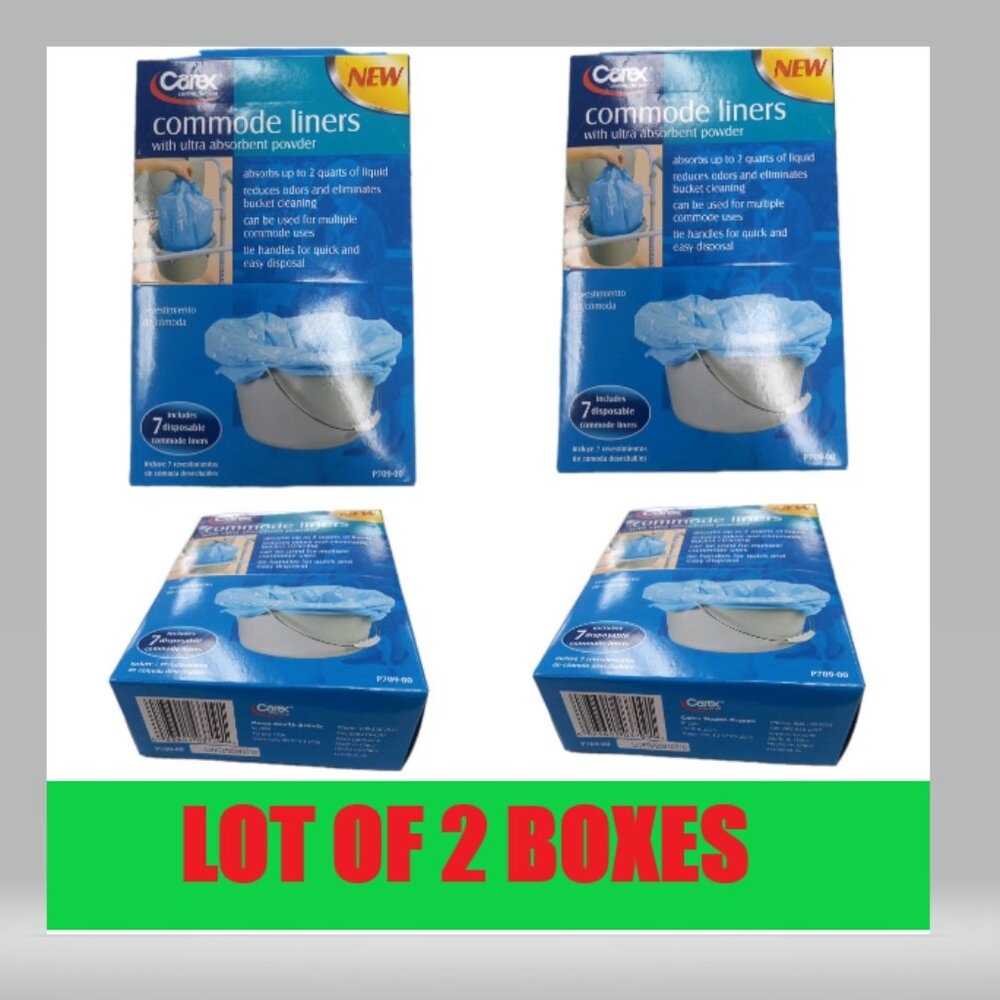 (LOT OF 2) Carex Commode Blue Liners Ultra Disposable Absorbent Powder New